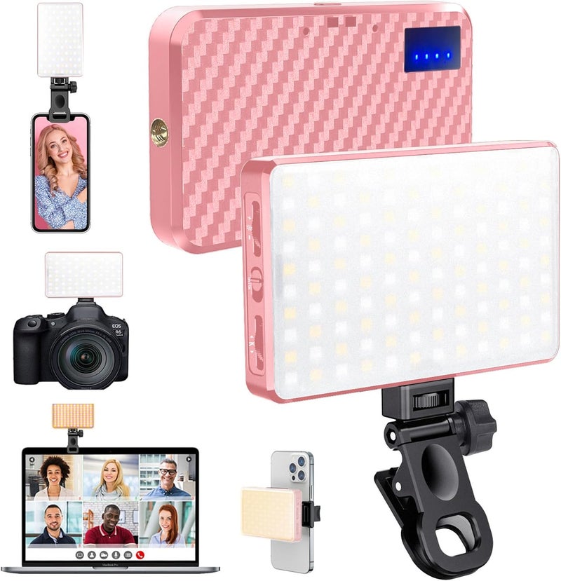 MACTREM 168 LED Selfie Light for iPhone, Portable Phone Light Clip, 3000Mah 3 Modes Rechargeable Lighting for Video Recording, for iPhone, Camera, Laptop, iPad, Video Conference, TikTok(Pink) - Image 1